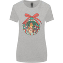 Funny Christmas Cats Bauble Womens Wider Cut T-Shirt Sports Grey