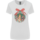 Funny Christmas Cats Bauble Womens Wider Cut T-Shirt White