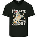 Funny Christmas Dog Too Late to Be Good Mens V-Neck Cotton T-Shirt Black