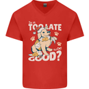 Funny Christmas Dog Too Late to Be Good Mens V-Neck Cotton T-Shirt Red