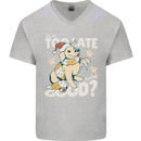 Funny Christmas Dog Too Late to Be Good Mens V-Neck Cotton T-Shirt Sports Grey