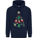 Funny Christmas Guitar Tree Rock Music Childrens Kids Hoodie Navy Blue