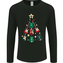 Funny Christmas Guitar Tree Rock Music Mens Long Sleeve T-Shirt Black