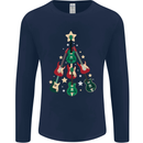 Funny Christmas Guitar Tree Rock Music Mens Long Sleeve T-Shirt Navy Blue