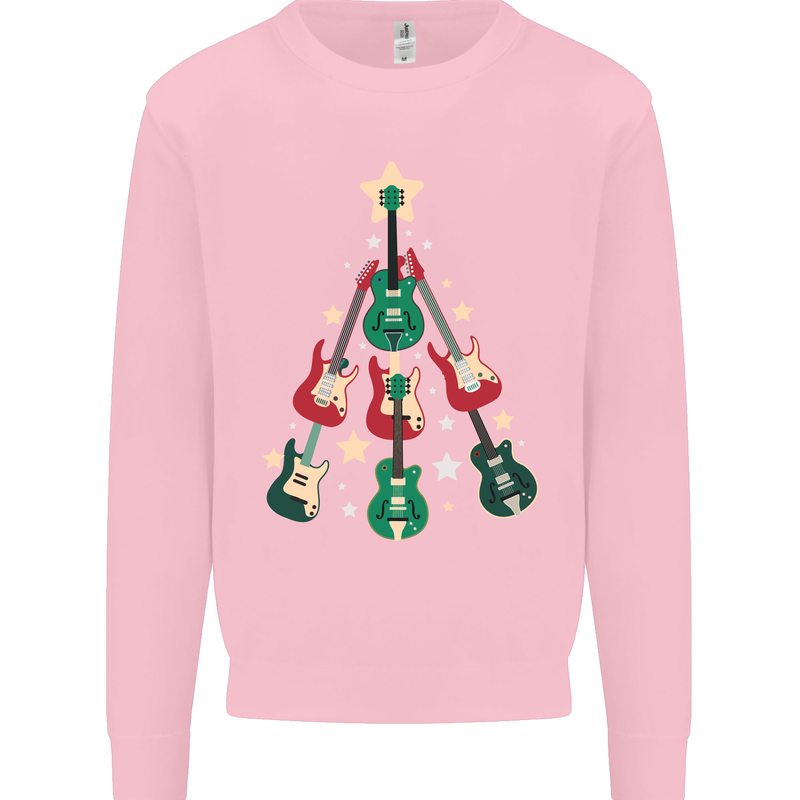 Funny Christmas Guitar Tree Rock Music Mens Sweatshirt Jumper Light Pink