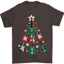 Funny Christmas Guitar Tree Rock Music Mens T-Shirt Cotton Gildan Dark Chocolate