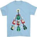 Funny Christmas Guitar Tree Rock Music Mens T-Shirt Cotton Gildan Light Blue