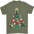 Funny Christmas Guitar Tree Rock Music Mens T-Shirt Cotton Gildan Military Green