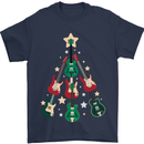 Funny Christmas Guitar Tree Rock Music Mens T-Shirt Cotton Gildan Navy Blue