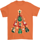 Funny Christmas Guitar Tree Rock Music Mens T-Shirt Cotton Gildan Orange