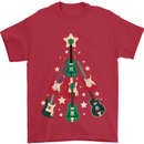 Funny Christmas Guitar Tree Rock Music Mens T-Shirt Cotton Gildan Red