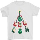 Funny Christmas Guitar Tree Rock Music Mens T-Shirt Cotton Gildan White