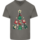 Funny Christmas Guitar Tree Rock Music Mens V-Neck Cotton T-Shirt Charcoal