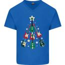 Funny Christmas Guitar Tree Rock Music Mens V-Neck Cotton T-Shirt Royal Blue