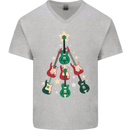 Funny Christmas Guitar Tree Rock Music Mens V-Neck Cotton T-Shirt Sports Grey