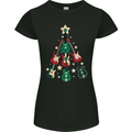 Funny Christmas Guitar Tree Rock Music Womens Petite Cut T-Shirt Black