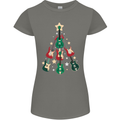 Funny Christmas Guitar Tree Rock Music Womens Petite Cut T-Shirt Charcoal