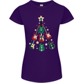 Funny Christmas Guitar Tree Rock Music Womens Petite Cut T-Shirt Purple