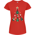 Funny Christmas Guitar Tree Rock Music Womens Petite Cut T-Shirt Red