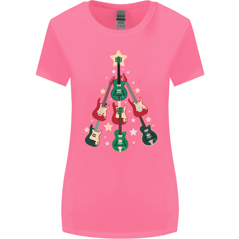 Funny Christmas Guitar Tree Rock Music Womens Wider Cut T-Shirt Azalea
