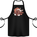 Funny Christmas Highland Cow Santa Hat Cotton Apron 100% Organic Black