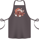 Funny Christmas Highland Cow Santa Hat Cotton Apron 100% Organic Dark Grey