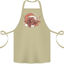 Funny Christmas Highland Cow Santa Hat Cotton Apron 100% Organic Khaki