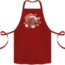 Funny Christmas Highland Cow Santa Hat Cotton Apron 100% Organic Maroon