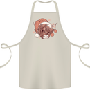 Funny Christmas Highland Cow Santa Hat Cotton Apron 100% Organic Natural