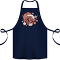 Funny Christmas Highland Cow Santa Hat Cotton Apron 100% Organic Navy Blue