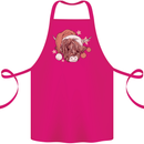 Funny Christmas Highland Cow Santa Hat Cotton Apron 100% Organic Pink