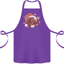 Funny Christmas Highland Cow Santa Hat Cotton Apron 100% Organic Purple