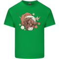 Funny Christmas Highland Cow Santa Hat Kids T-Shirt Childrens Irish Green