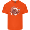 Funny Christmas Highland Cow Santa Hat Kids T-Shirt Childrens Orange