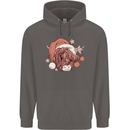 Funny Christmas Highland Cow Santa Hat Mens 80% Cotton Hoodie Charcoal