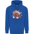 Funny Christmas Highland Cow Santa Hat Mens 80% Cotton Hoodie Royal Blue