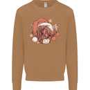 Funny Christmas Highland Cow Santa Hat Mens Sweatshirt Jumper Caramel Latte