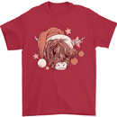 Funny Christmas Highland Cow Santa Hat Mens T-Shirt 100% Cotton Red