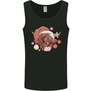 Funny Christmas Highland Cow Santa Hat Mens Vest Tank Top Black