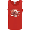 Funny Christmas Highland Cow Santa Hat Mens Vest Tank Top Red