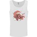 Funny Christmas Highland Cow Santa Hat Mens Vest Tank Top White