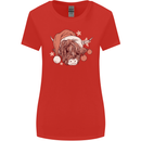 Funny Christmas Highland Cow Santa Hat Womens Wider Cut T-Shirt Red
