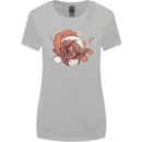 Funny Christmas Highland Cow Santa Hat Womens Wider Cut T-Shirt Sports Grey