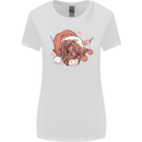 Funny Christmas Highland Cow Santa Hat Womens Wider Cut T-Shirt White