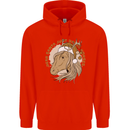 Funny Christmas Horse Equestrian Santa Childrens Kids Hoodie Bright Red