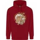 Funny Christmas Horse Equestrian Santa Childrens Kids Hoodie Red
