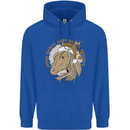 Funny Christmas Horse Equestrian Santa Childrens Kids Hoodie Royal Blue