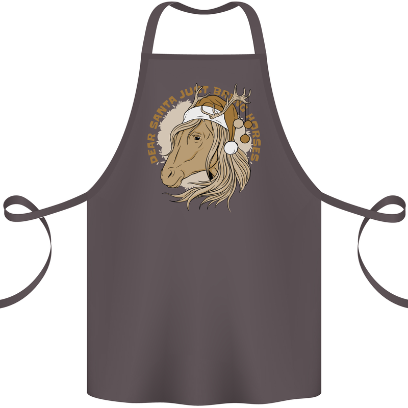 Funny Christmas Horse Equestrian Santa Cotton Apron 100% Organic Dark Grey