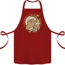 Funny Christmas Horse Equestrian Santa Cotton Apron 100% Organic Maroon
