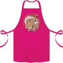 Funny Christmas Horse Equestrian Santa Cotton Apron 100% Organic Pink
